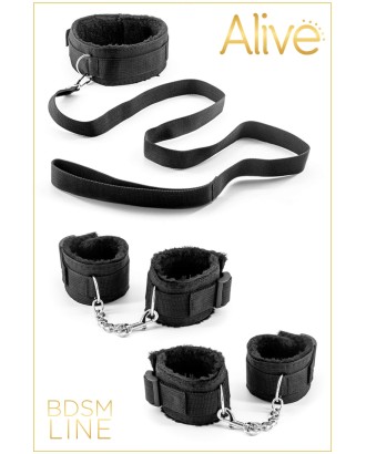 Kit de bondage BDSM Line comprenant 4 pièces noires