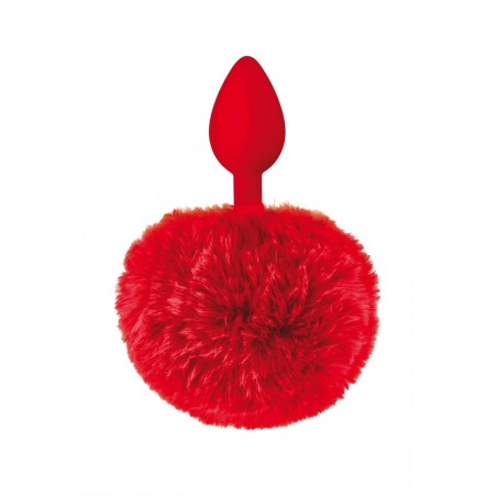 queue - lapin - plug - anal - silicone - rouge - pompon - rouge