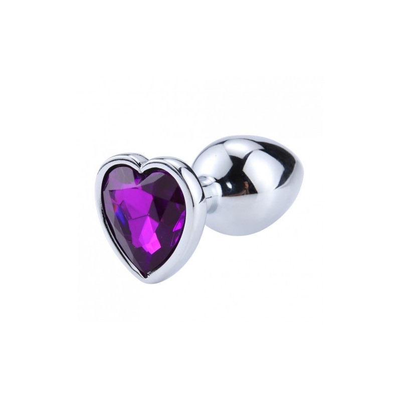 rosebud; plug; bijou; anal; strass; pierre; verre; coeur; mauve; violet; argenté