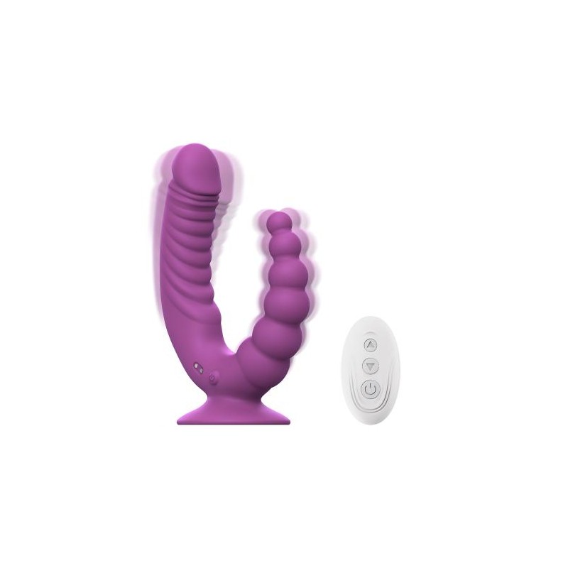 Vibromasseur Double avec Ventouse et Télécommande Vibromasseur Double avec Ventouse et Télécommande
