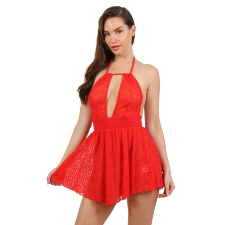 sexy - courte - soirée - dentelle - rouge