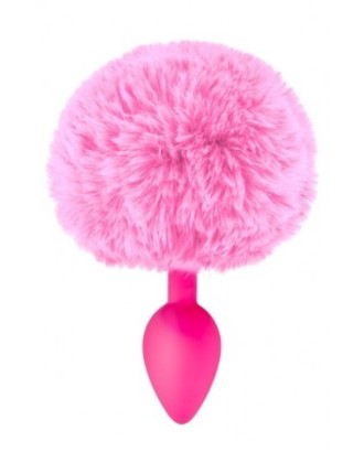 queue - lapin - plug - anal - silicone - pompon - rose