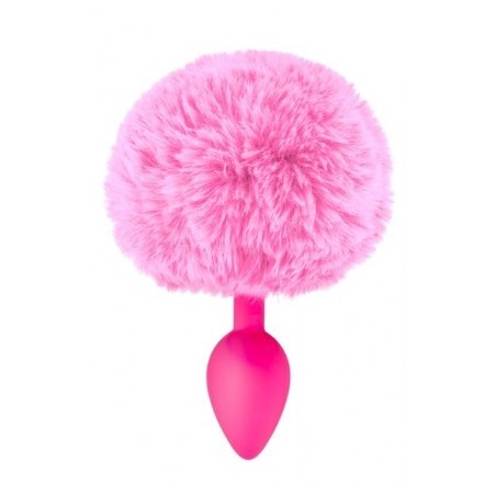 queue - lapin - plug - anal - silicone - pompon - rose