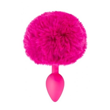 queue - lapin - plug - anal - silicone - pompon - rose - fushia
