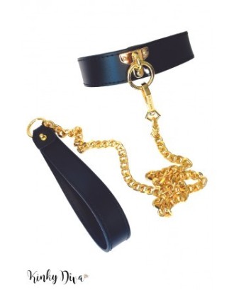 bondage - réglable - femmes - collier - fetish - bondage - sexy - cuir - métal - doré - laisse