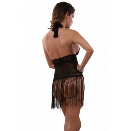 Robe / Top dentelle florale & franges sexy