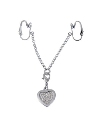 Pinces - lèvres - coeur - strass - bijoux - argentées - chaîne