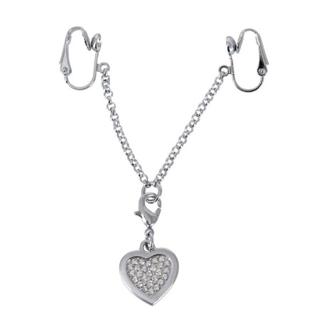 Pinces - lèvres - coeur - strass - bijoux - argentées - chaîne