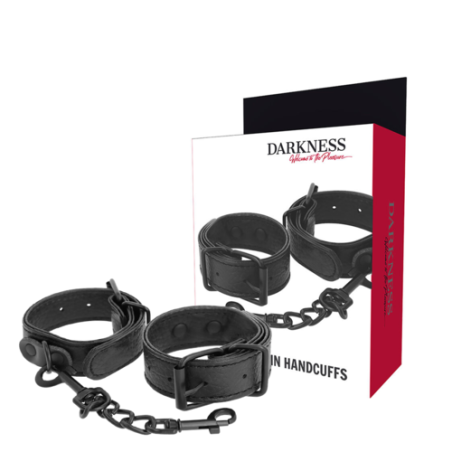 Menottes - bondage - cuir - noires - chaînette - clés