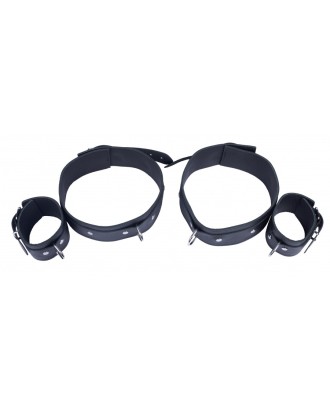 sm - noir - attache - cuir - réglable - cheville - menottes - ceinture - accessoire - cuisse