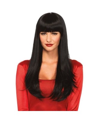 noir - lisse - long - cheveux - costume - femmes - sexy - frange