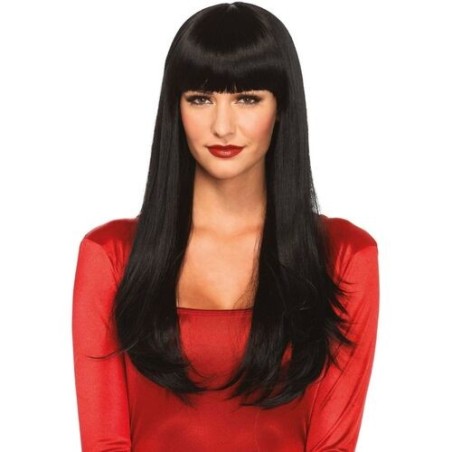 noir - lisse - long - cheveux - costume - femmes - sexy - frange