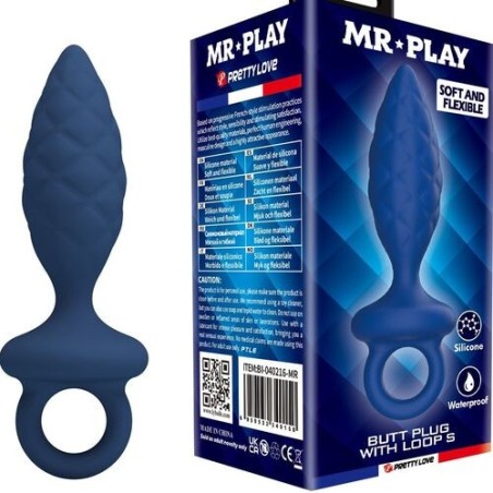 plug - silicone - texturé - anal - bleu