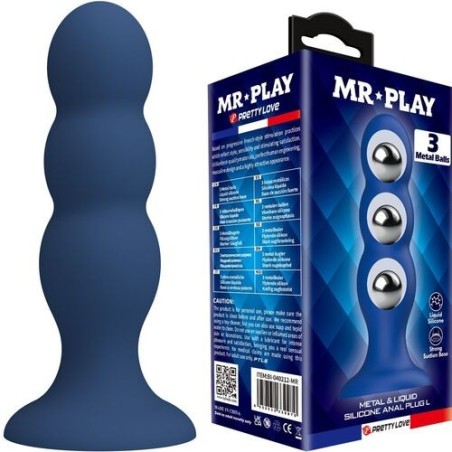 plug - silicone - anal - bleu - progressif - billes anales - métal