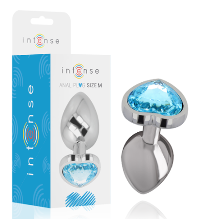anal; plug; métal; strass; blanc; cristal; noir; médium; moyen; coeur