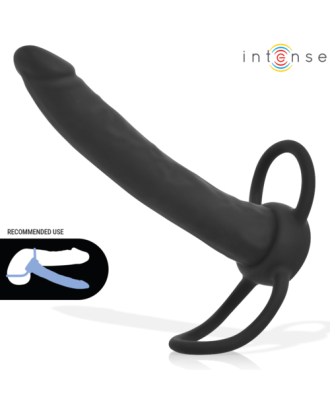 pénis - souple - noir- silicone - flexible - gode - double pénétration - cockring
