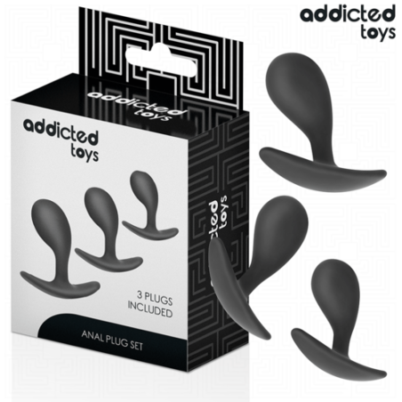 plug - silicone - lisse - noir - 3 tailles - coffret - set